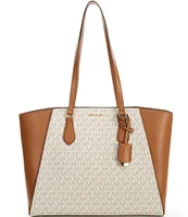 Michael Kors Taryn Large Signature Logo and Leather Tote Bag