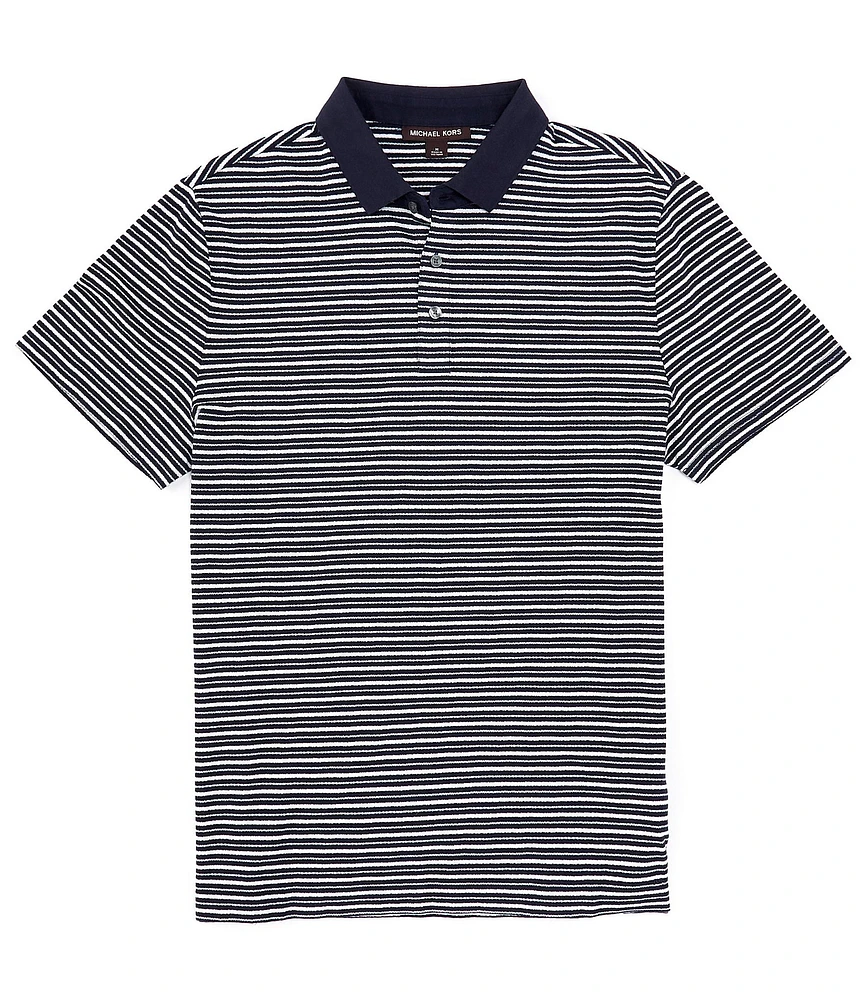 Michael Kors Textured Stripe Short Sleeve Polo Shirt