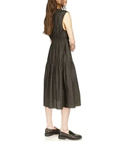 Michael Kors V Neckline Sleeveless Zip Front Midi Dress