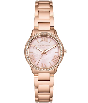 Michael Kors Women's Crystal Sage Three-Hand Rose Gold Tone Stainless Steel Bracelet Watch