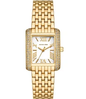 Michael Kors Women's Crystal Emery Three-Hand Gold Tone Stainless Steel Bracelet Watch