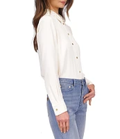 MICHAEL Michael Kors Astor Stud Collar Long Sleeve Button-Front Top