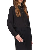 MICHAEL Michael Kors Astor Stud Collar Long Sleeve Button-Front Top