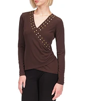 MICHAEL Michael Kors Astor Stud Faux Wrap Top