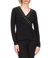 MICHAEL Michael Kors Astor Stud Faux Wrap Top