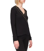 MICHAEL Michael Kors Astor Stud Faux Wrap Top