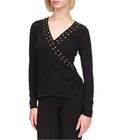 MICHAEL Michael Kors Astor Stud Faux Wrap Top