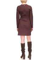 MICHAEL Michael Kors Astor Stud Knit Crew Neck Long Sleeve Faux Wrap Dress