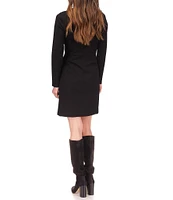 MICHAEL Michael Kors Astor Stud Knit Crew Neck Long Sleeve Faux Wrap Dress