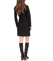 MICHAEL Michael Kors Astor Stud Knit Crew Neck Long Sleeve Faux Wrap Dress