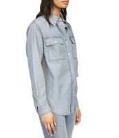 MICHAEL Michael Kors Chambray Point Collar Long Sleeve Button-Front Shirt