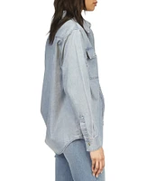 MICHAEL Michael Kors Chambray Point Collar Long Sleeve Button-Front Shirt