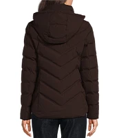 MICHAEL Michael Kors Chevron Pattern Stand Collar Removable Hooded Zip Front Packable Puffer Jacket