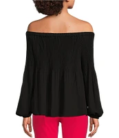 MICHAEL Michael Kors Crepe Pleated Off-the-Shoulder Blouse