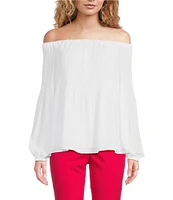 MICHAEL Michael Kors Crepe Pleated Off-the-Shoulder Blouse