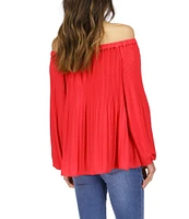 MICHAEL Michael Kors Crepe Pleated Off-the-Shoulder Blouse