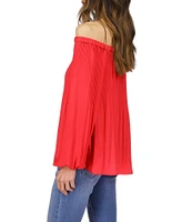 MICHAEL Michael Kors Crepe Pleated Off-the-Shoulder Blouse