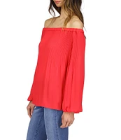 MICHAEL Michael Kors Crepe Pleated Off-the-Shoulder Blouse
