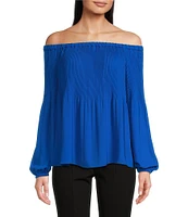 MICHAEL Michael Kors Crepe Pleated Off-the-Shoulder Blouse