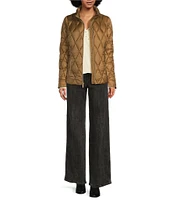 MICHAEL Michael Kors Diamond Quilt Pattern Faux Fur Stand Collar Front Zip Jacket