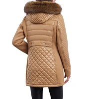 MICHAEL Michael Kors Faux Fur Quilted Stand Collar Front Zip Waterproof Jacket