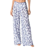MICHAEL Michael Kors Floral Print Wide Leg Pull-On Swim Cover-Up Pants
