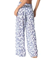 MICHAEL Michael Kors Floral Print Wide Leg Pull-On Swim Cover-Up Pants