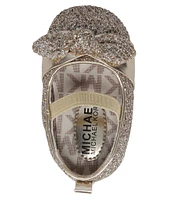 MICHAEL Michael Kors Girls' Baby Kellie Glitter Bow Ballet Crib Shoes (Infant)