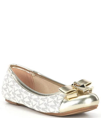 MICHAEL Michael Kors Girls' Kenya Metallic Lock Logo Ballet Flats (Toddler)