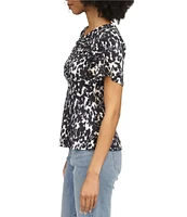 MICHAEL Michael Kors Keyhole Neck Flutter Sleeve Flounce Hem Top