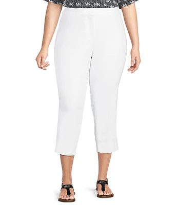 MICHAEL Michael Kors Plus Size Lux Tech Woven Stretch Straight Leg Slit Hem Capri Pants