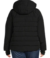 MICHAEL Michael Kors Plus Size Stand Collar Hooded Raglan Sleeve Quilt Pattern Puffer Coat