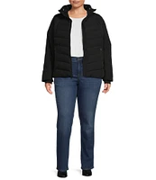 MICHAEL Michael Kors Plus Size Stand Collar Hooded Raglan Sleeve Quilt Pattern Puffer Coat