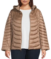 MICHAEL Michael Kors Plus Size Stand Collar Removable Hood Zip Front Puffer Jacket