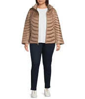 MICHAEL Michael Kors Plus Size Stand Collar Removable Hood Zip Front Puffer Jacket