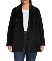 MICHAEL Michael Kors Plus Size Wool Blend Notch Collar Double Breasted Peacoat