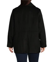 MICHAEL Michael Kors Plus Size Wool Blend Notch Collar Double Breasted Peacoat