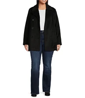 MICHAEL Michael Kors Plus Size Wool Blend Notch Collar Double Breasted Peacoat