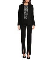 MICHAEL Michael Kors Ponte Knit Notch Lapel Long Sleeve Flap Pocket Button Front Coordinating Blazer