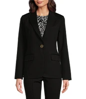 MICHAEL Michael Kors Ponte Knit Notch Lapel Long Sleeve Flap Pocket Button Front Coordinating Blazer