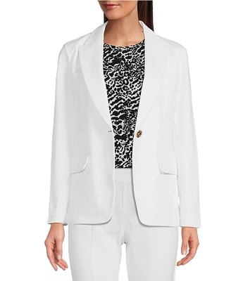 MICHAEL Michael Kors Ponte Knit Notch Lapel Long Sleeve Flap Pocket Button Front Coordinating Blazer