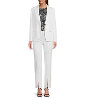 MICHAEL Michael Kors Ponte Knit Notch Lapel Long Sleeve Flap Pocket Button Front Coordinating Blazer