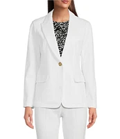 MICHAEL Michael Kors Ponte Knit Notch Lapel Long Sleeve Flap Pocket Button Front Coordinating Blazer