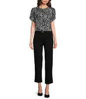 MICHAEL Michael Kors Ponte Knit Straight Leg Front Seam Crop Pant