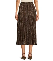 MICHAEL Michael Kors Snake Print Belted Pleated Midi A-Line Skirt