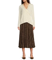 MICHAEL Michael Kors Snake Print Belted Pleated Midi A-Line Skirt