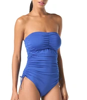 MICHAEL Michael Kors Solid Detachable Shirred Bandeau One Piece Swimsuit