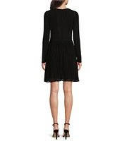 MICHAEL Michael Kors Solid Eco Poly Keyhole V-Neck Elastic Sleeve Cuff Fit & Flare Dress
