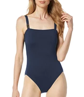 MICHAEL Michael Kors Solid Square Neck Underwire Tank One Piece Swimsuit