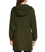 MICHAEL Michael Kors Stand Collar Hooded Elastic Bungee Cord Waist Rain Coat